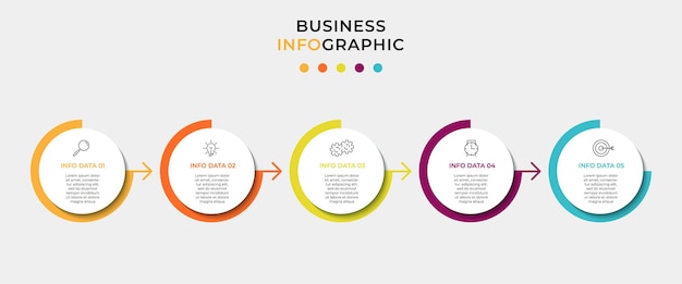 Plantilla de diseño de infografía empresarial con iconos y 5 opciones o pasos