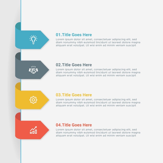 Vector plantilla de diseño de infografía empresarial de presentación simple y limpia con 4 barras de opciones