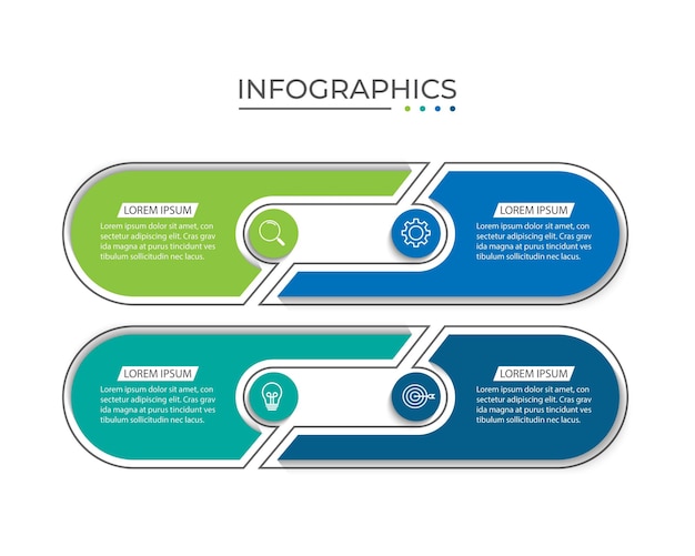 Plantilla de diseño de infografía empresarial Vector con iconos y 4 opciones