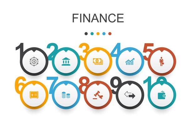 Plantilla de diseño de infografía de finanzas Banco, dinero, gráfico, intercambio de iconos simples