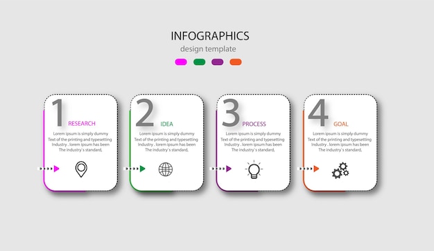 Plantilla de diseño de infografía con iconos y 6