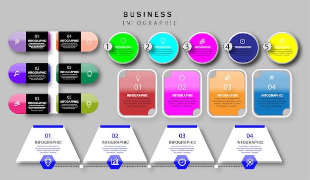 Plantilla de diseño de infografía con iconos y 6