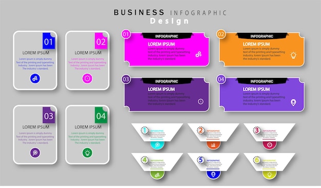 Plantilla de diseño de infografía con iconos y 6