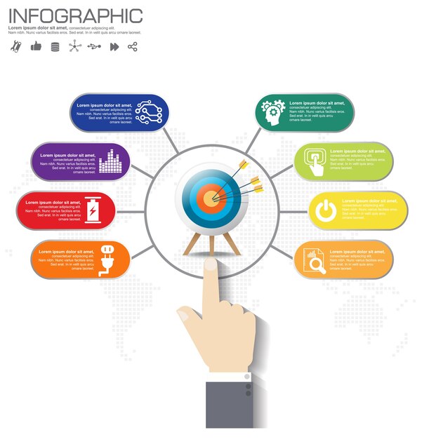 Plantilla de diseño de infografía con marco para el texto y la foto