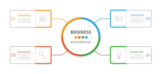 Plantilla de diseño de infografía mínima con 4 opciones.