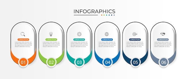 plantilla de diseño de infografía de negocios con 6 pasos o procesos de opciones