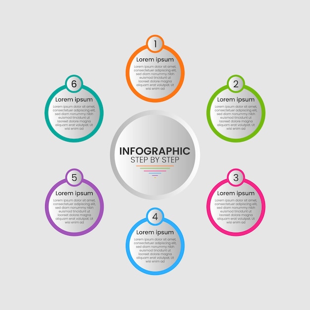 plantilla de diseño de infografía de negocios de 6 pasos