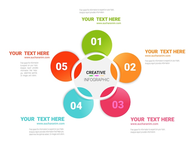 Plantilla de diseño de infografía con la opción de números 5.