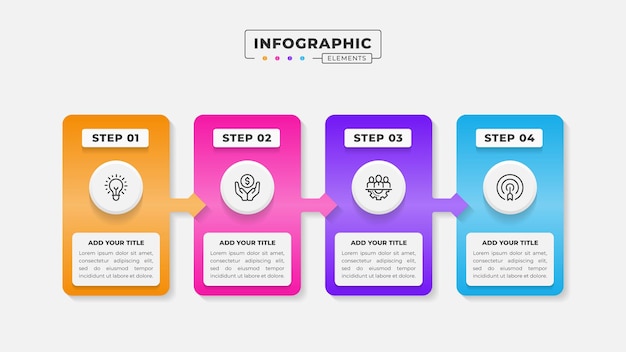 plantilla de diseño de infografía de proceso de negocio de 4 pasos