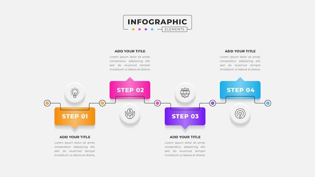 plantilla de diseño de infografía de proceso de negocio de 4 pasos