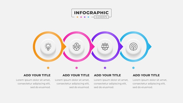 plantilla de diseño de infografía de proceso de negocio de 4 pasos