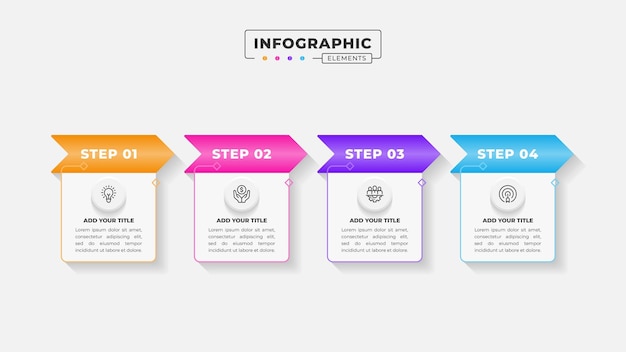 plantilla de diseño de infografía de proceso de negocio de 4 pasos