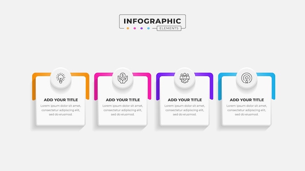 plantilla de diseño de infografía de procesos de negocio con 4 pasos u opciones