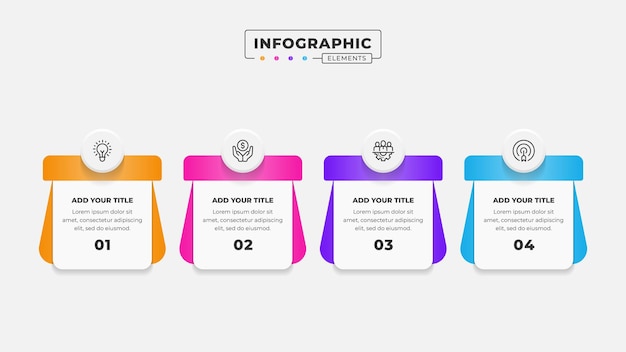plantilla de diseño de infografía de procesos de negocio con 4 pasos u opciones