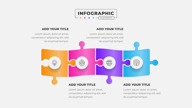 plantilla de diseño de infografía de rompecabezas con 4 pasos u opciones