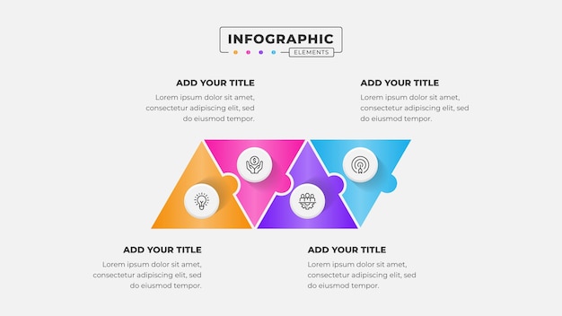plantilla de diseño de infografía de rompecabezas con 4 pasos u opciones