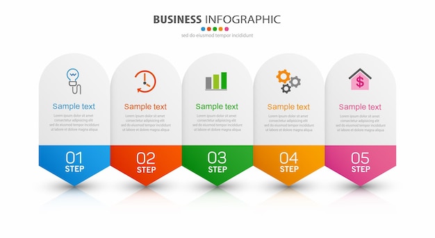 Plantilla de diseño de infografía de vector de negocio con 5 opciones