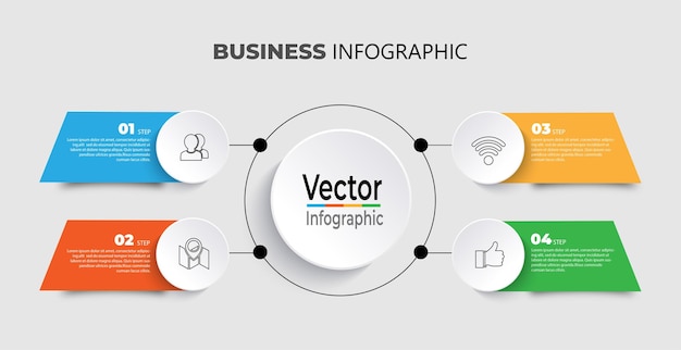 Plantilla de diseño de infografía de vector de negocio de vector con 4 opciones