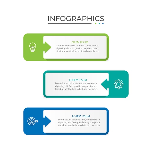 plantilla de diseño de infografía vectorial con 3 opciones o pasos