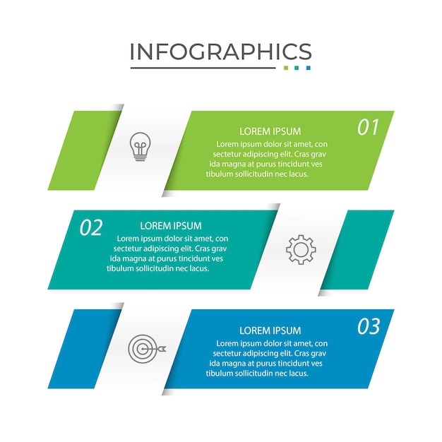 Plantilla de diseño de infografía vectorial con 3 opciones o pasos