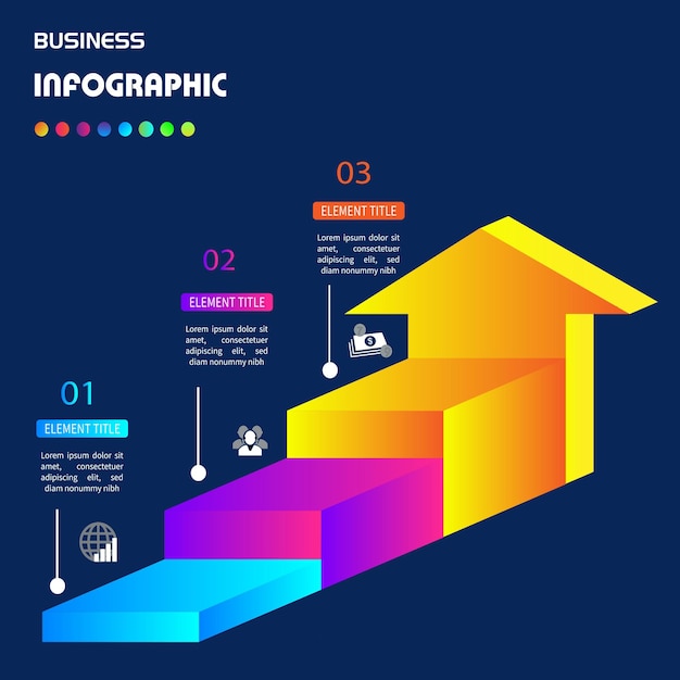 Vector plantilla de diseño de infografía vectorial con 3 opciones o pasos