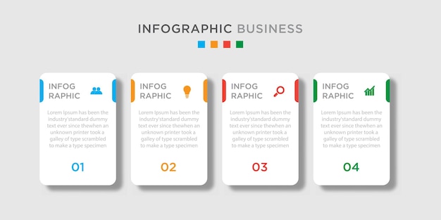 Plantilla de diseño de infografía vectorial 4 pasos con icono