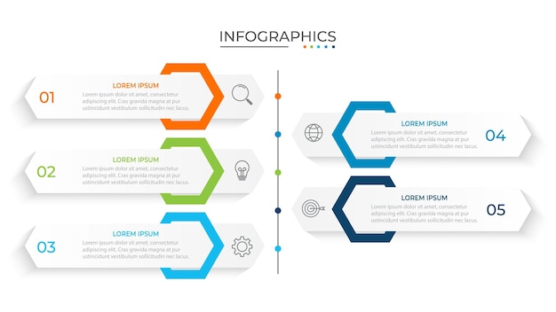 Plantilla de diseño de infografía vectorial con 5 opciones o pasos