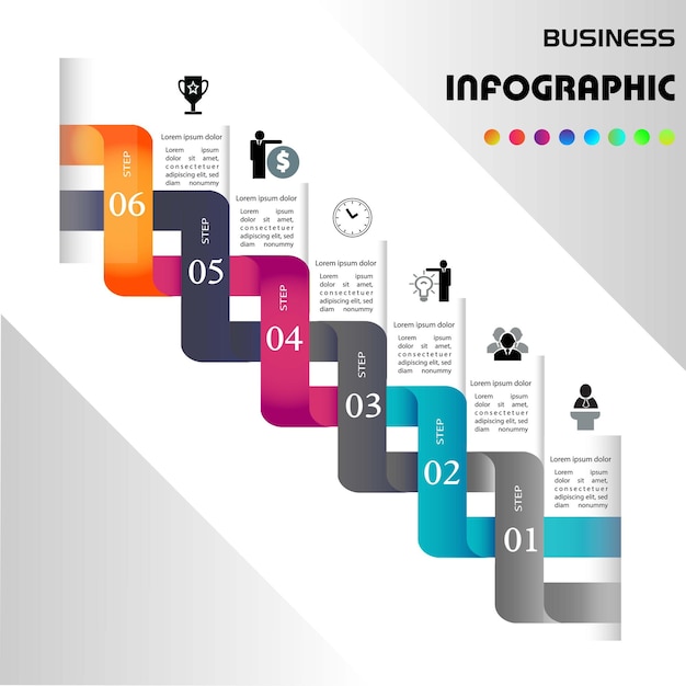 plantilla de diseño de infografía vectorial con 6 opciones o pasos