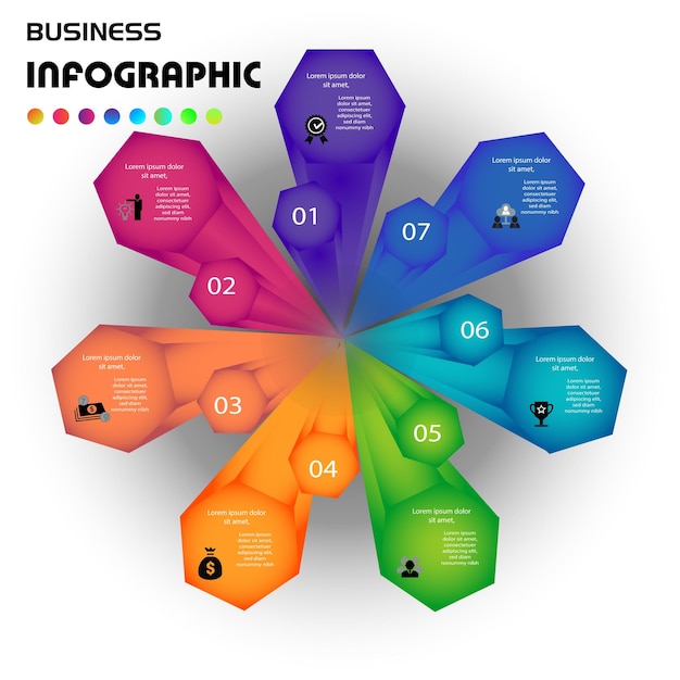 plantilla de diseño de infografía vectorial con 7 opciones o pasos