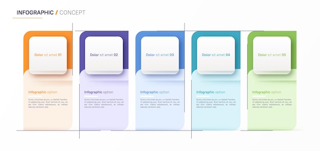 Plantilla de diseño de infografía vectorial cinco niveles de pasos de opciones