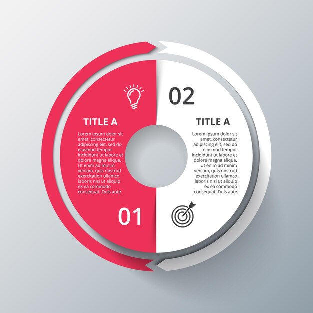 Plantilla de diseño de infografía vectorial Concepto de negocio con 2 opciones partes pasos o procesos