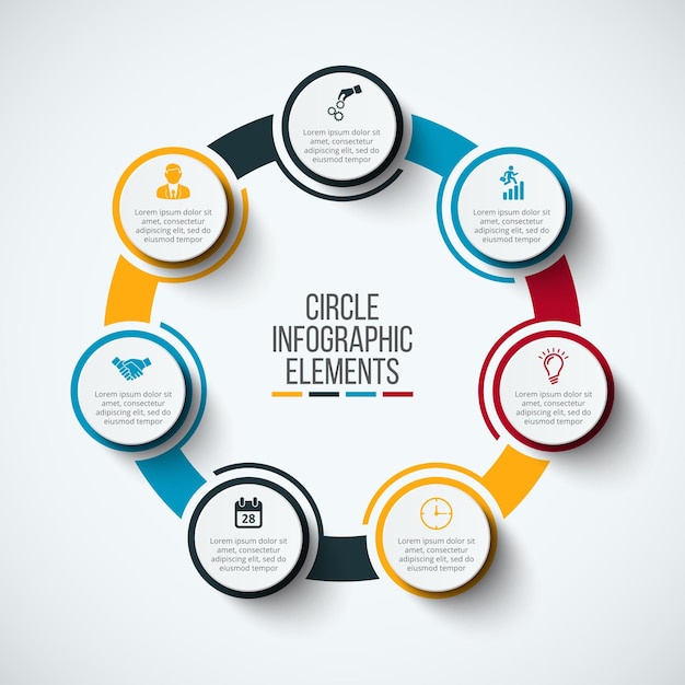 Plantilla de diseño de infografía vectorial concepto de negocio con 7 opciones partes pasos o procesos