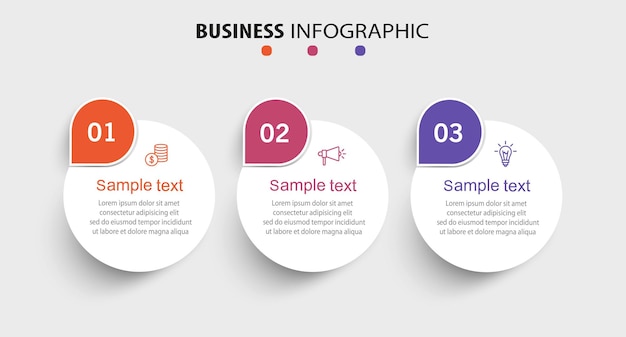 plantilla de diseño de infografía vectorial con iconos y 3 opciones o pasos