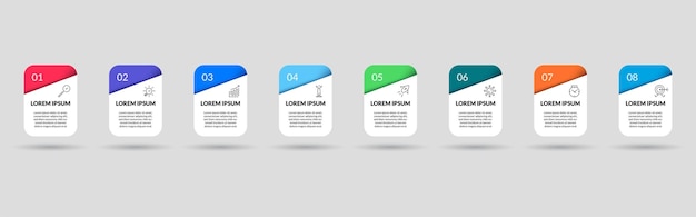 Plantilla de diseño de infografía vectorial con iconos y 8 opciones o pasos