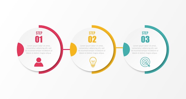 Plantilla de diseño de infografía vectorial con iconos de marketing Concepto de negocio con 3 opciones o pasos Se puede utilizar para diagrama de proceso diseño de flujo de trabajo gráfico de información diagrama de flujo de informe anual