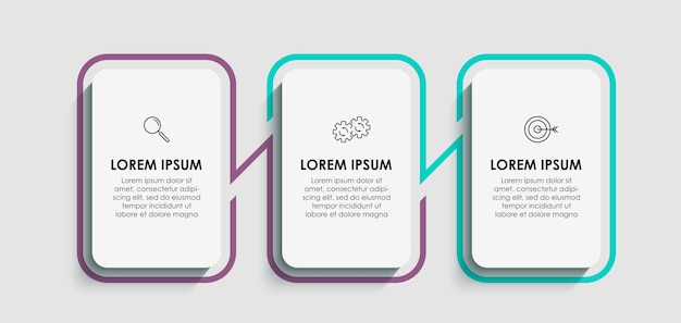 plantilla de diseño de infografía vectorial de negocios con iconos y 3 tres opciones o pasos