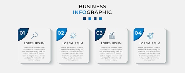 plantilla de diseño de infografía vectorial de negocios con iconos y 4 cuatro opciones o pasos