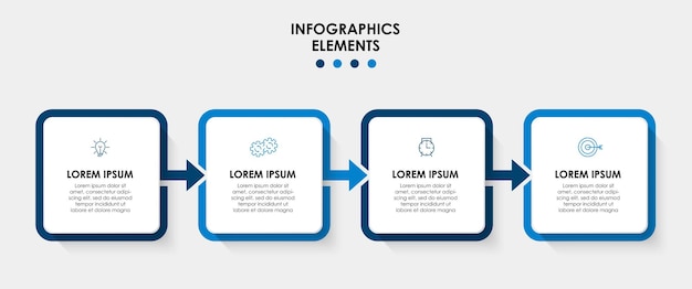 plantilla de diseño de infografía vectorial de negocios con iconos y 4 cuatro opciones o pasos