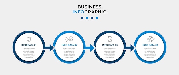 plantilla de diseño de infografía vectorial de negocios con iconos y 4 cuatro opciones o pasos