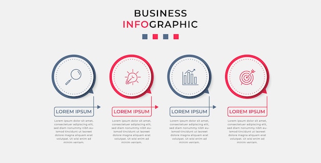 plantilla de diseño de infografía vectorial de negocios con iconos y 4 cuatro opciones o pasos