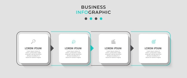 plantilla de diseño de infografía vectorial de negocios con iconos y 4 cuatro opciones o pasos