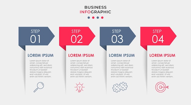 plantilla de diseño de infografía vectorial de negocios con iconos y 4 cuatro opciones o pasos