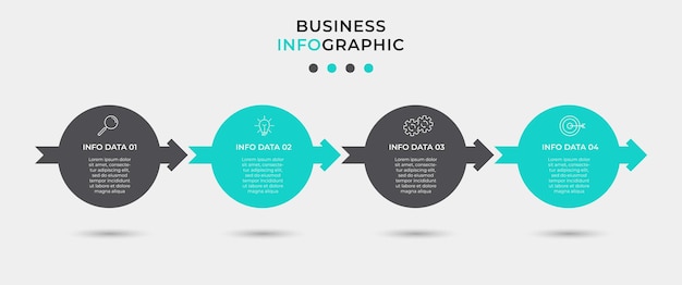 plantilla de diseño de infografía vectorial de negocios con iconos y 4 cuatro opciones o pasos