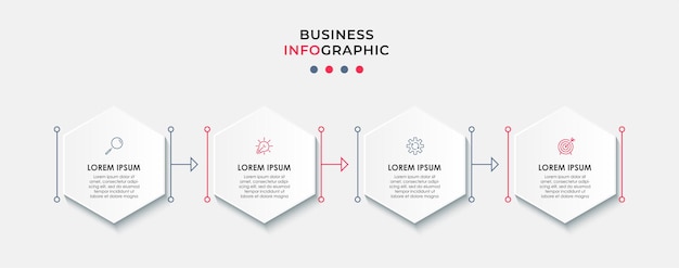 plantilla de diseño de infografía vectorial de negocios con iconos y 4 cuatro opciones o pasos