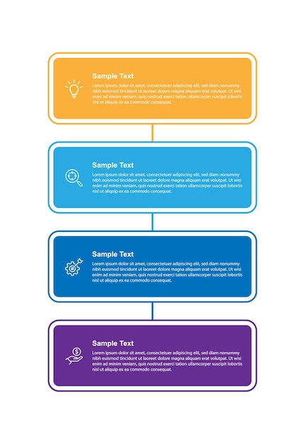 plantilla de diseño de infografía vectorial de negocios con iconos y 4 opciones o pasos