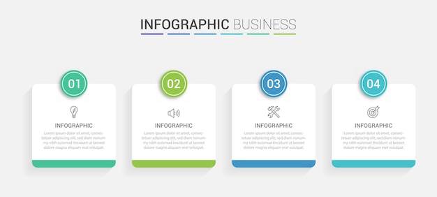 plantilla de diseño de infografía vectorial de negocios con iconos y 4 opciones o pasos