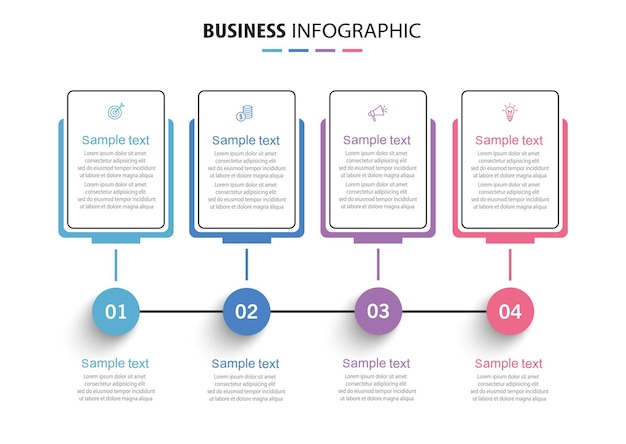 plantilla de diseño de infografía vectorial de negocios con iconos y 4 opciones o pasos