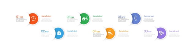 plantilla de diseño de infografía vectorial de negocios con iconos y 6 opciones o pasos