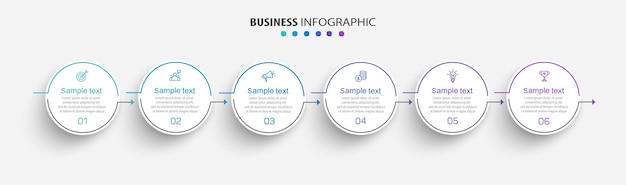 Vector plantilla de diseño de infografía vectorial de negocios con iconos y 6 opciones o pasos