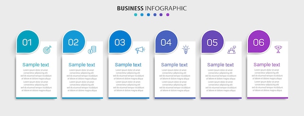 plantilla de diseño de infografía vectorial de negocios con iconos y 6 opciones o pasos